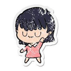 distressed sticker of a cartoon woman