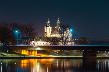Fototapeta na wymiar Church on the Skalka at night, Krakow, Poland