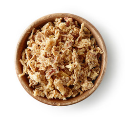 wooden bowl of dried grilled onions