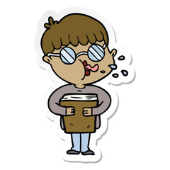 sticker of a cartoon boy wearing spectacles