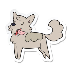 sticker of a cartoon happy dog