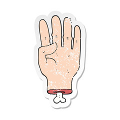 retro distressed sticker of a cartoon hand