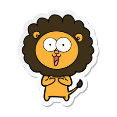sticker of a happy cartoon lion