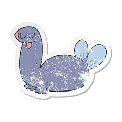 retro distressed sticker of a cartoon seal