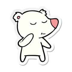 sticker of a cartoon polar bear considering