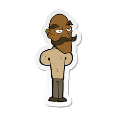 sticker of a cartoon old man with mustache