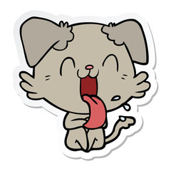sticker of a cartoon panting dog