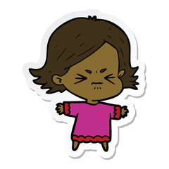 sticker of a cartoon angry woman