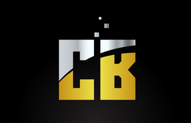 gold golden silver metallic color alphabet letter combination CB C B for logo icon design