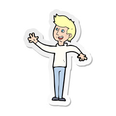 sticker of a cartoon man waving