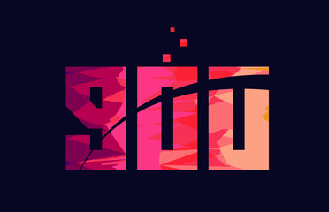 pink blue background color  number 900 for logo icon design