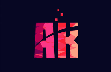 pink blue background color alphabet letter combination AK A K for logo icon design