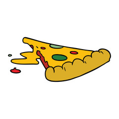 cartoon doodle of a slice of pizza