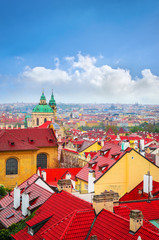 Fototapeta na wymiar Spring aerial view of Old Town Prague, Czech Republic.