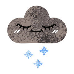 retro illustration style cartoon storm snow cloud