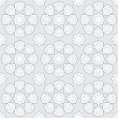 Materiał do szycia Arabic oriental moroccan ornament seamless pattern. White islamic arabic background.1