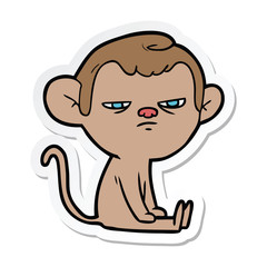 sticker of a cartoon annoyed monkey