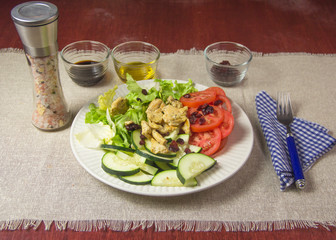 salad plate and chicken