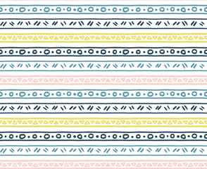 Seamless hand drawn pattern, boho pastel colors, lines and dots,triangle, tribal Navajo, Aztec geometric print, ethnic hipster backdrop, texture, lines and dots, wallpaper, minimalist