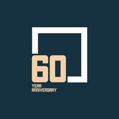 60 Year Anniversary Square Vector Template Design Illustration