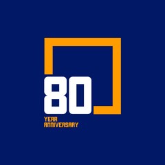 80 Year Anniversary Square Vector Template Design Illustration