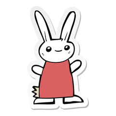 sticker of a cute cartoon rabbit