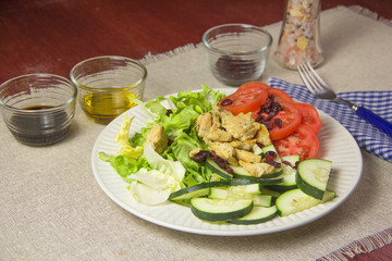 salad plate and chicken