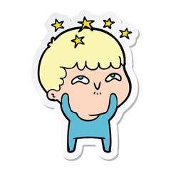 sticker of a cartoon amazed boy