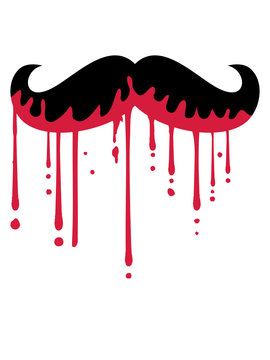 blut farbe graffiti tropfen stempel mustache schnurrbart zeichen symbol rasieren bart wachsen lassen rasierer clipart logo design