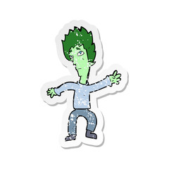 retro distressed sticker of a cartoon vampire man