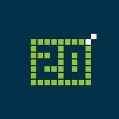 20 Year Anniversary Pixel Number Vector Template Design Illustration