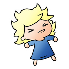 gradient cartoon of a cute kawaii girl