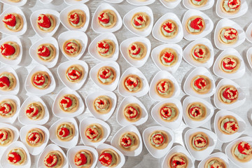 Exclusive raspberries cupcakes handmade. Variety of delicious party dessert food. top view