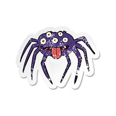 retro distressed sticker of a cartoon gross halloween spider