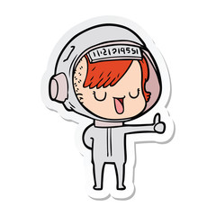 sticker of a cartoon astronaut woman