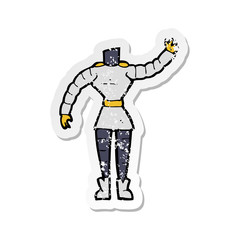 retro distressed sticker of a cartoon female robot body