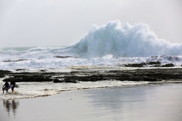 Amazing backwash waves at Snapper Rocks during Cyclone Oma, Gold Coast Australia