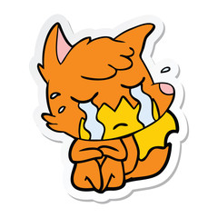 sticker of a crying fox cartoon
