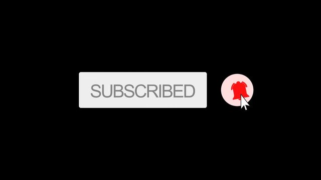 Subscribe Button and Bell Pressed by Mouse Arrow with Cool animation, with Alpha Channel