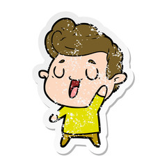 Fototapeta premium distressed sticker of a happy cartoon man