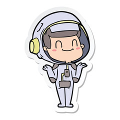 sticker of a happy cartoon astronaut man