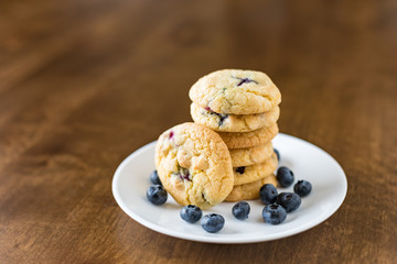 Blueberry and White Chocolate Chip Cookies with fresh blueberries