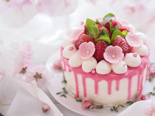 イチゴケーキ 春の桜スイーツ