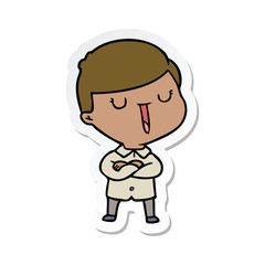 sticker of a cartoon happy boy
