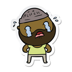 Obraz premium sticker of a cartoon bearded man crying