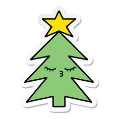sticker of a cute cartoon christmas tree