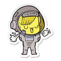 sticker of a cartoon astronaut woman
