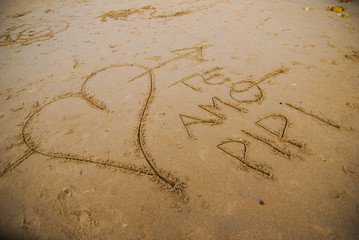corazon en la Playa de Cuevas del Mar, Nueva de Llanes, Llanes, Asturias, Espa–a