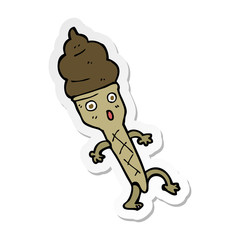 sticker of a cartoon ice cream