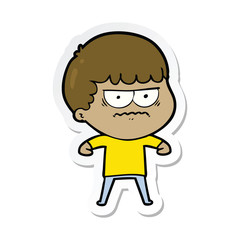 sticker of a cartoon annoyed man